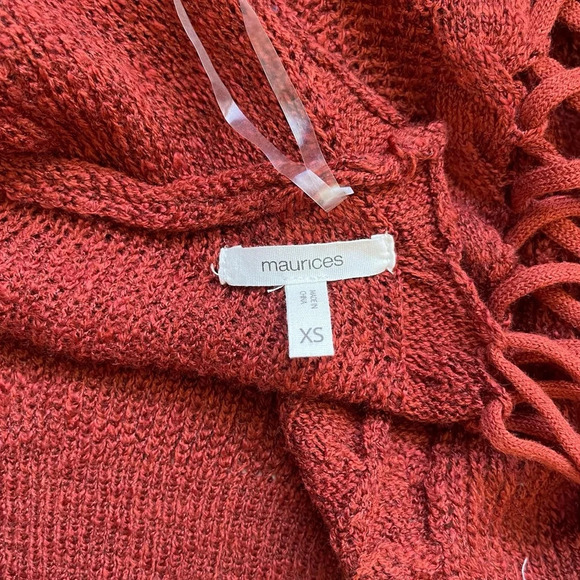 Maurices Burnt Orange Open Front Lattice Back Knit Cardigan Xsmall Women’s - Picture 9 of 11